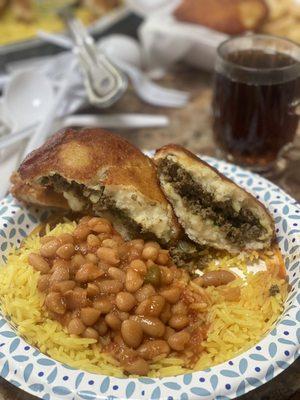 White Beans and Rice with Potato Chop.