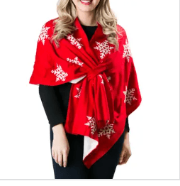 Red wrap with white snowflakes