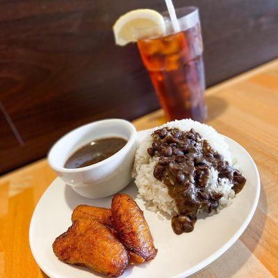 Rice beans and plantains.