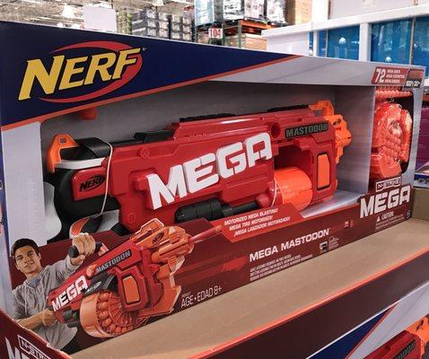 A motorized, big bore NERF gun called "The Mastadon."  If I buy this, I might even let my kids play with it once in a while.