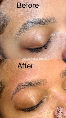 Before and after clean up eyebrows