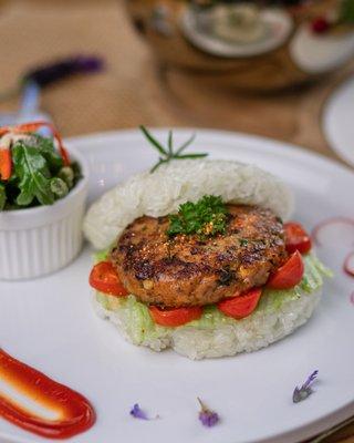 Basil Sticky rice burger