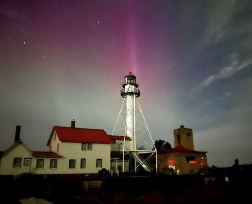 Went to Whitefish Point for sunset and were delighted to be greeted by the northern lights.