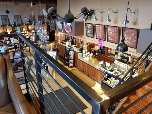 Great view of the shop from the upstairs seating area