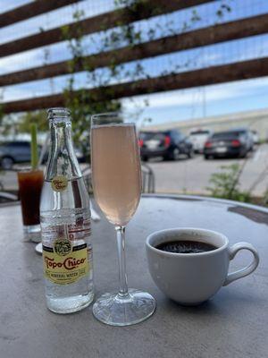 Sitting on the patio, overlooking the highway