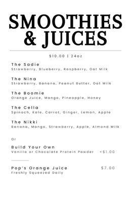 Smoothies & Juices Menu