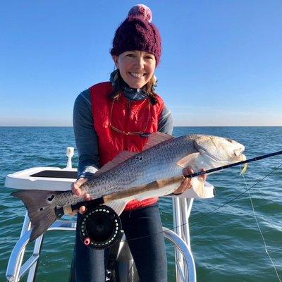 Big ole redfish on the fly!