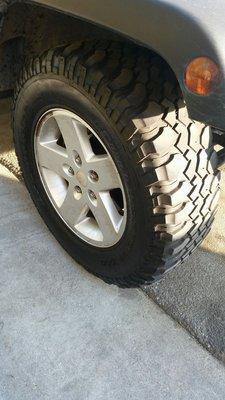 These tires are 255/75/17 MT and they look great on my jeep and they ride good.