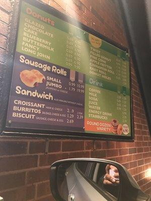 Menu outside.