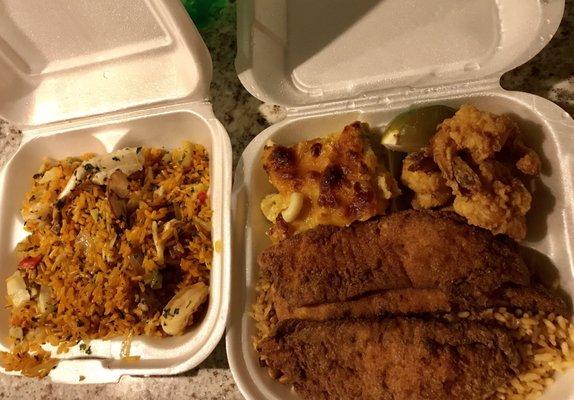 Seafood rice & Fish and shrimp dinner