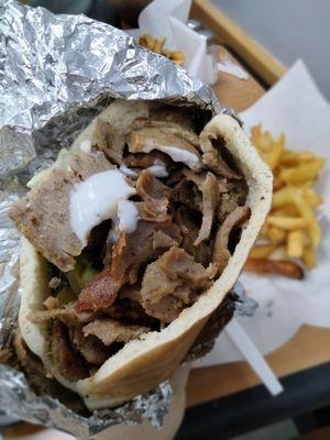 Gyro sandwich with fries