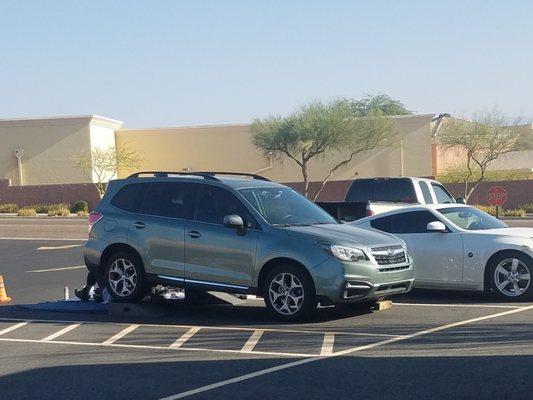 Getting the Hitch installed outside my office.