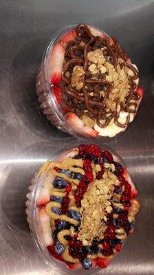 Peanut butter & jelly bowl and chocolate covered strawberries bowl !