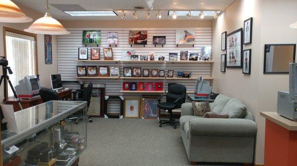 Our kiosk area where customers can relax while ordering pictures from their camera cards, CDs or phones!