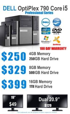 Quad core i5 dell optiplex business series desktops starting at $249.95. Call us today for more info - 770-797-2977