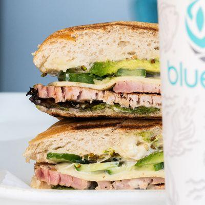 FALL MENU: Ahi Tuna Ciabatta with mixed greens tossed in Italian dressing, mozzarella cheese, pickled cucumber, avocado...