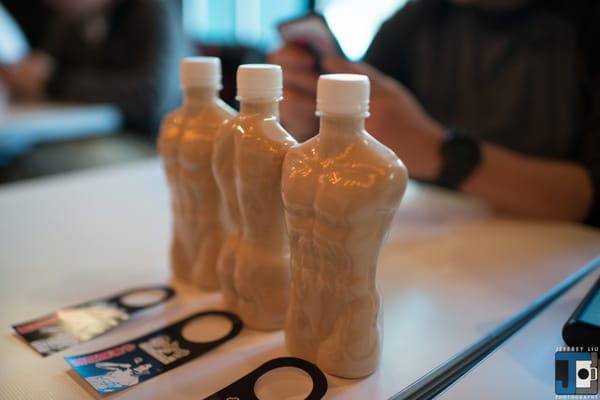 naked man bottles  milk black tea