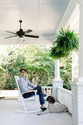 Dr. Chris and Griffin on the Front Porch