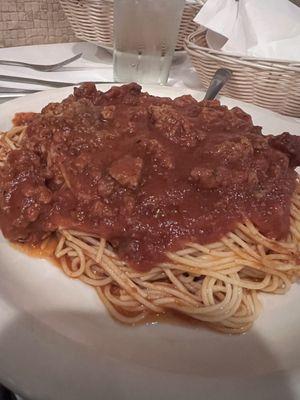 Angel hair with meat sauce