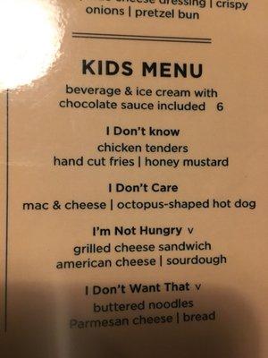 Kids menu!