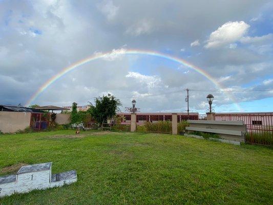 Slipper Camp at the Y under a beautiful rainbow