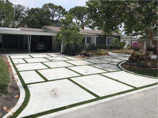 Concrete Slabs Driveway With Salt Rock Finish