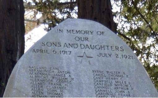 The monument is lovingly inscribed with the names of 748 Doughboys and 13 women, all local Active Duty and volunteers who died in World War