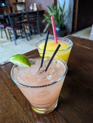 Guava and peach slushie margarita