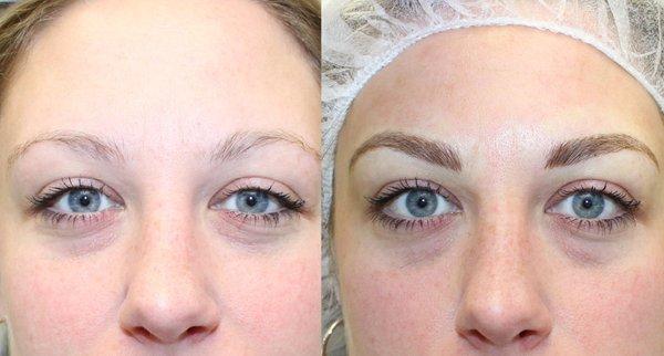 Beautiful microbladed eyebrows! Follows her natural shape and frames her face nicely!