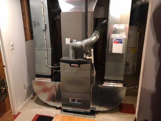 Dual return, Lennox 80% gas furnace installation.