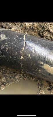 Cracked water main pipe