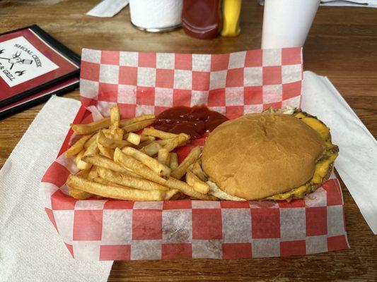 Sunrise Fried Egg Cheeseburger with Fries