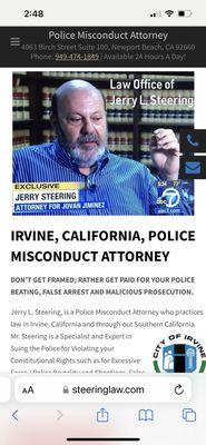 Advertisement from law firm but apparently they've never had a case in Irvine.