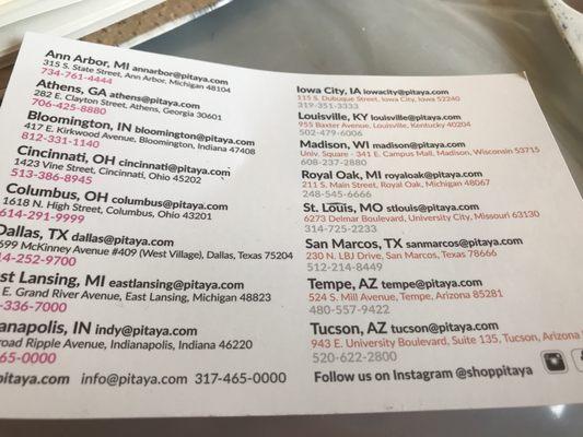 Pitaya locations