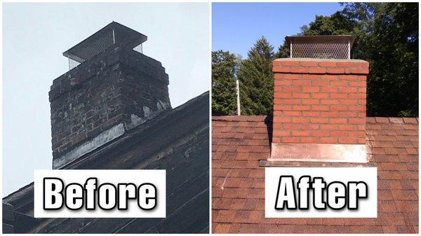 Rebuilding the chimney, brickwork, crown, flashing, chimney repairs by Mr Chimney.