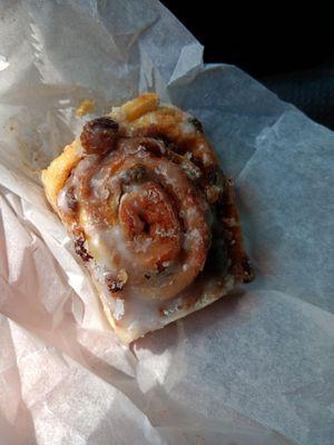 This sticky bun tasted good. It was warm too.