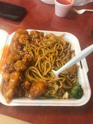 Sesame chicken with lo mein