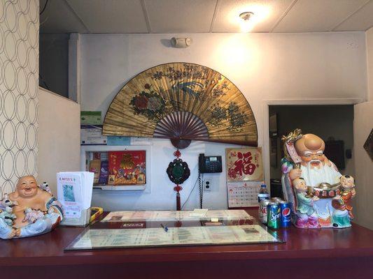 Where Mitzi takes the orders! I tipped the Buddha last time. It brought me luck.