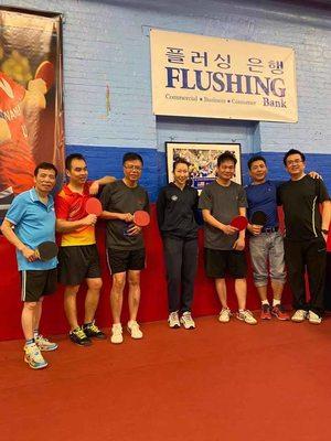 Sunset park table tennis club members with the best coach Liu Juan , photo took in January 2020