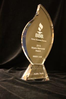 2013 Myers Memorial Award for Outstanding BBB Operations