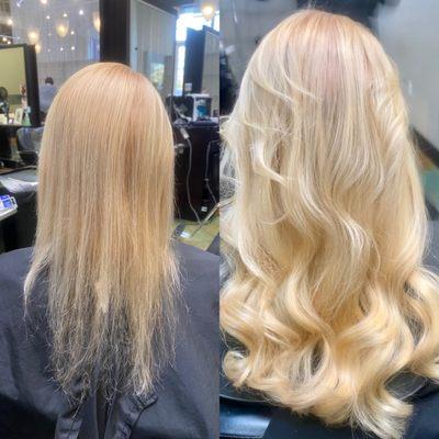 Before and after Hairdreams extensions