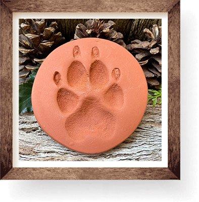 Natural terracotta clay paw print