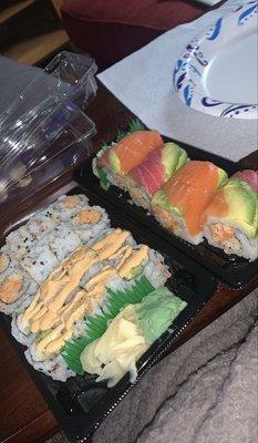 Spicy shrimp, Boston roll, Manhattan roll