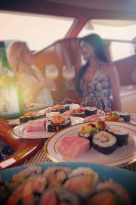 Never mind the brown bag lunch- on Yacht Intrigue we serve sushi!