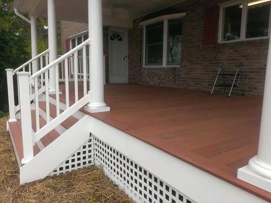 A  wooden deck project with Deck railings