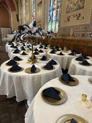 Feathers in gold urns