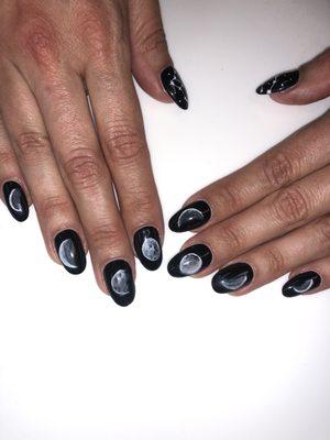 Moon phase and Constellation nails work by Bella