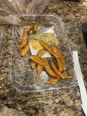 Disgusting stale potatoes wedges the girl claimed was fresh!