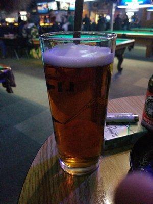 Large glass of Yuengling