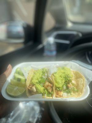 Chicken tacos with guacamole